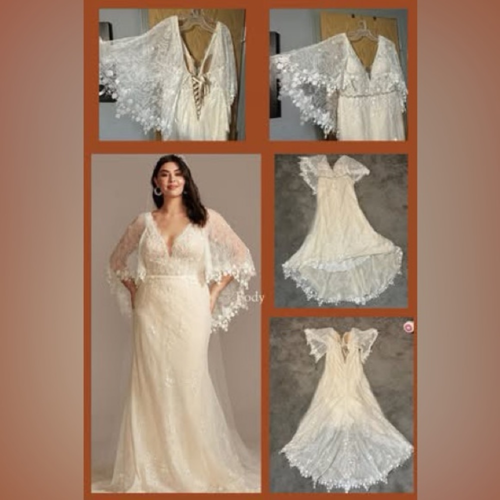 Elegant Lace Bridal Gown with Cape Melissa Sweet- Sz 14